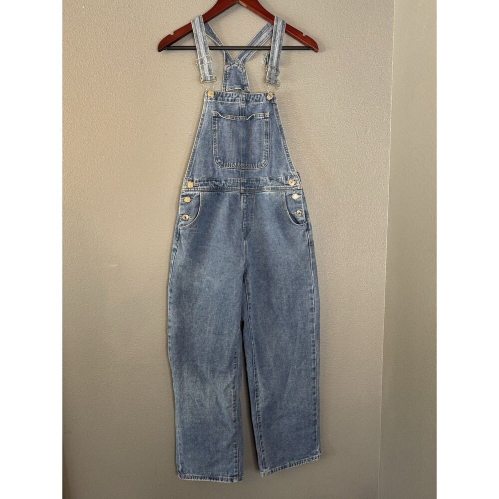 DAZY Denim Overalls Womens Size S Light Wash Wide Leg Adjustable Bib Jumpsuit